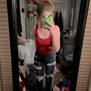 american eagle dark wash ripped jeans